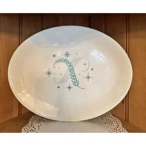 Vintage MCM Alleghany Ware Canonsburg Pottery USA Atomic Blue Heaven Platter
